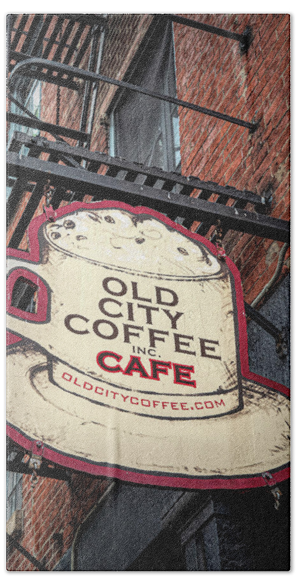 Coffee Beach Sheet featuring the photograph Old City Coffee Cafe by Kristia Adams