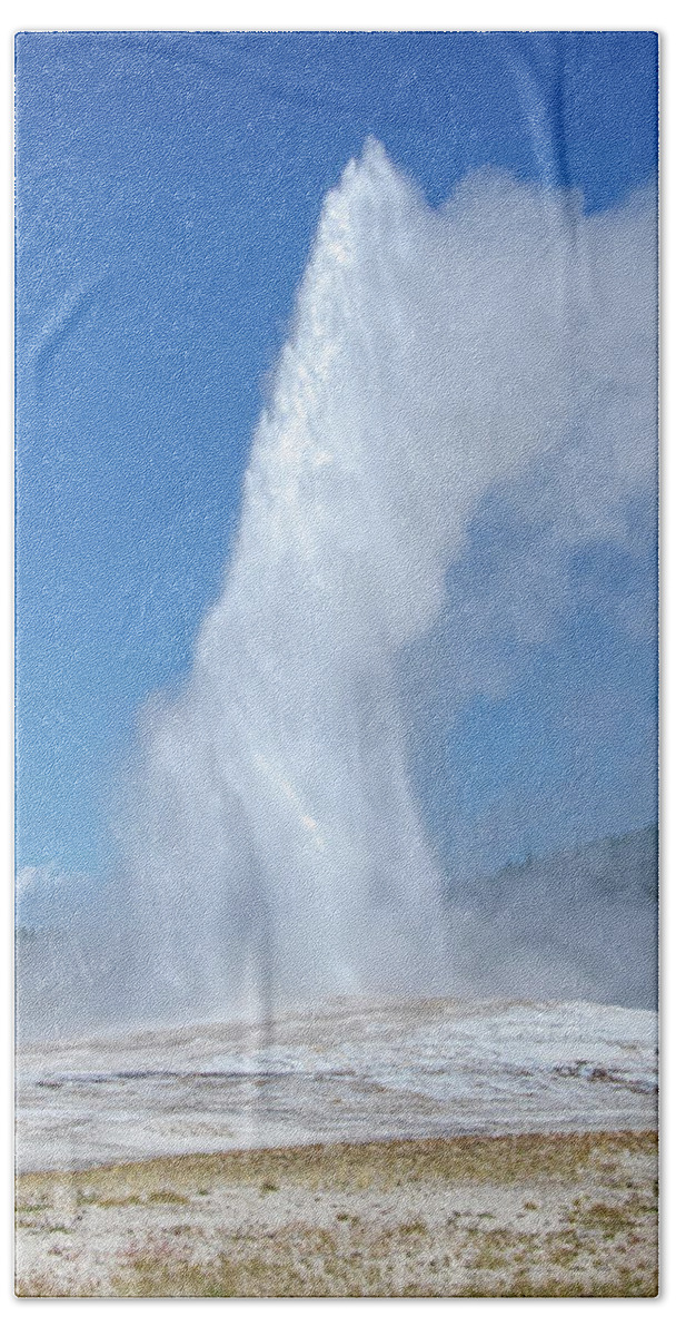 Landscape Beach Towel featuring the photograph Old Faithful Geyser Yellowstone Wyoming by Debra Martz