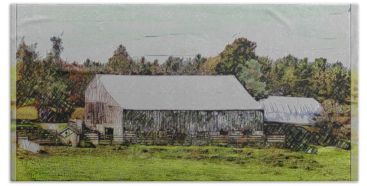 Rural Beach Sheet featuring the photograph Old Fashioned Farmyard Barn by Leslie Montgomery