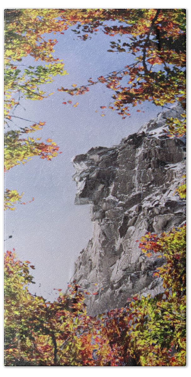 Old Beach Towel featuring the photograph Old Man of the Mountain by White Mountain Images
