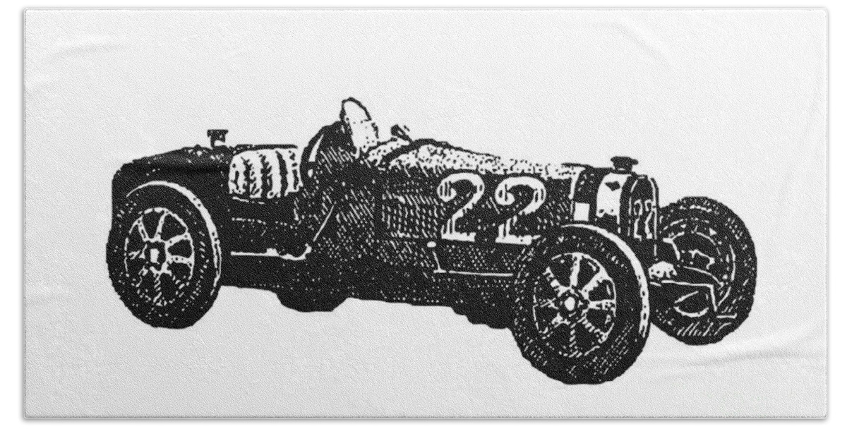 Racing Beach Towel featuring the drawing Old Race Car by Pete Klinger
