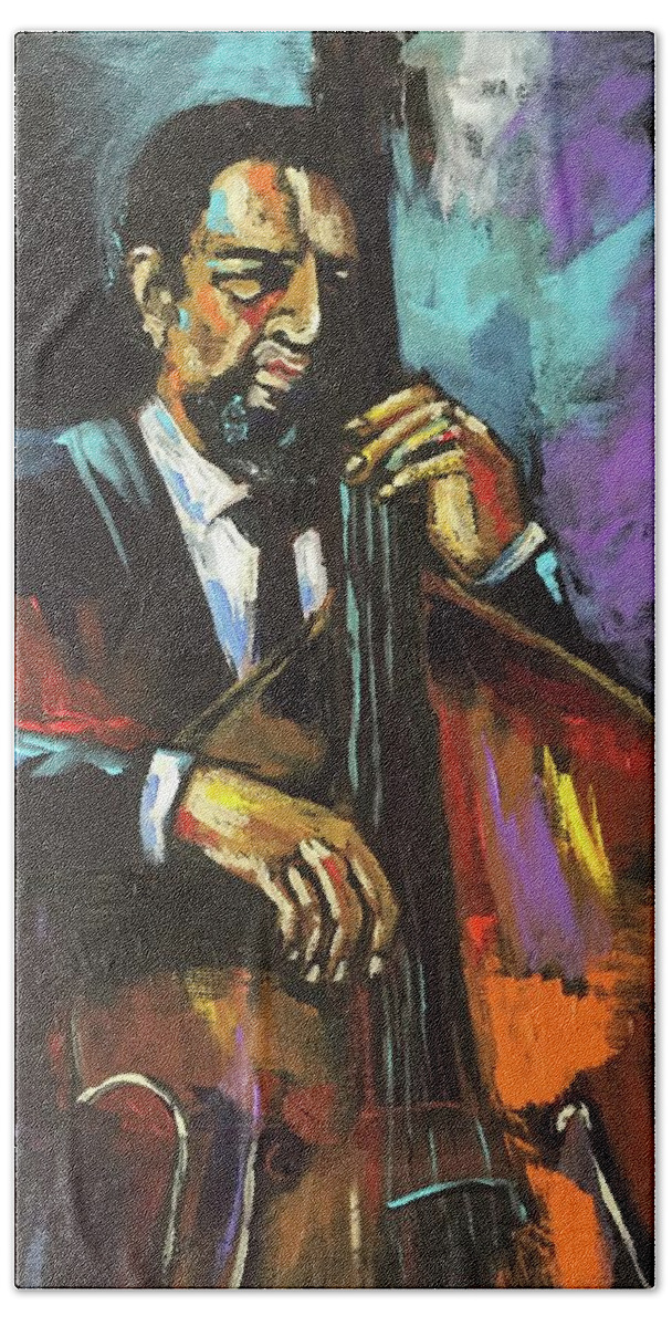 Ron Carter Beach Towel featuring the painting Old Ron Carter by Ellen Lewis