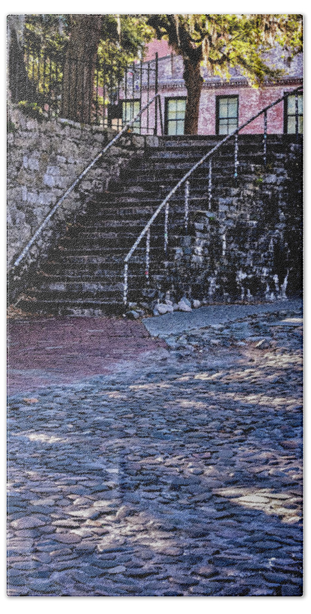 Marietta Georgia Beach Towel featuring the photograph Old Savannah Steps by Tom Singleton