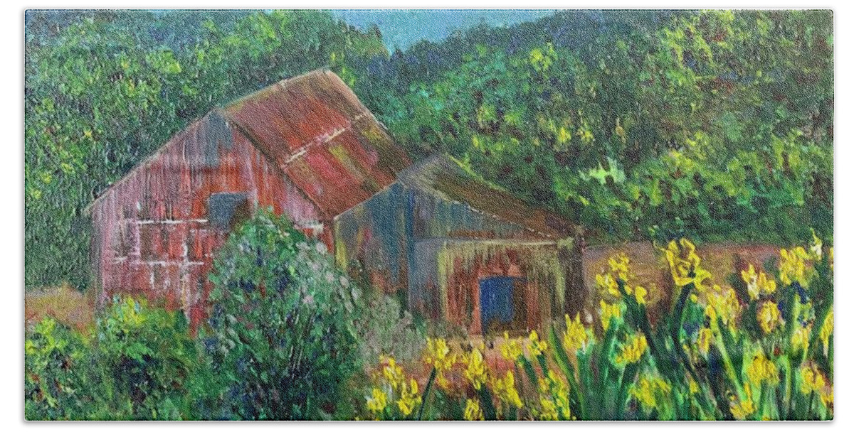 Impressionism Beach Towel featuring the painting Old Schoolhouse by Raji Musinipally