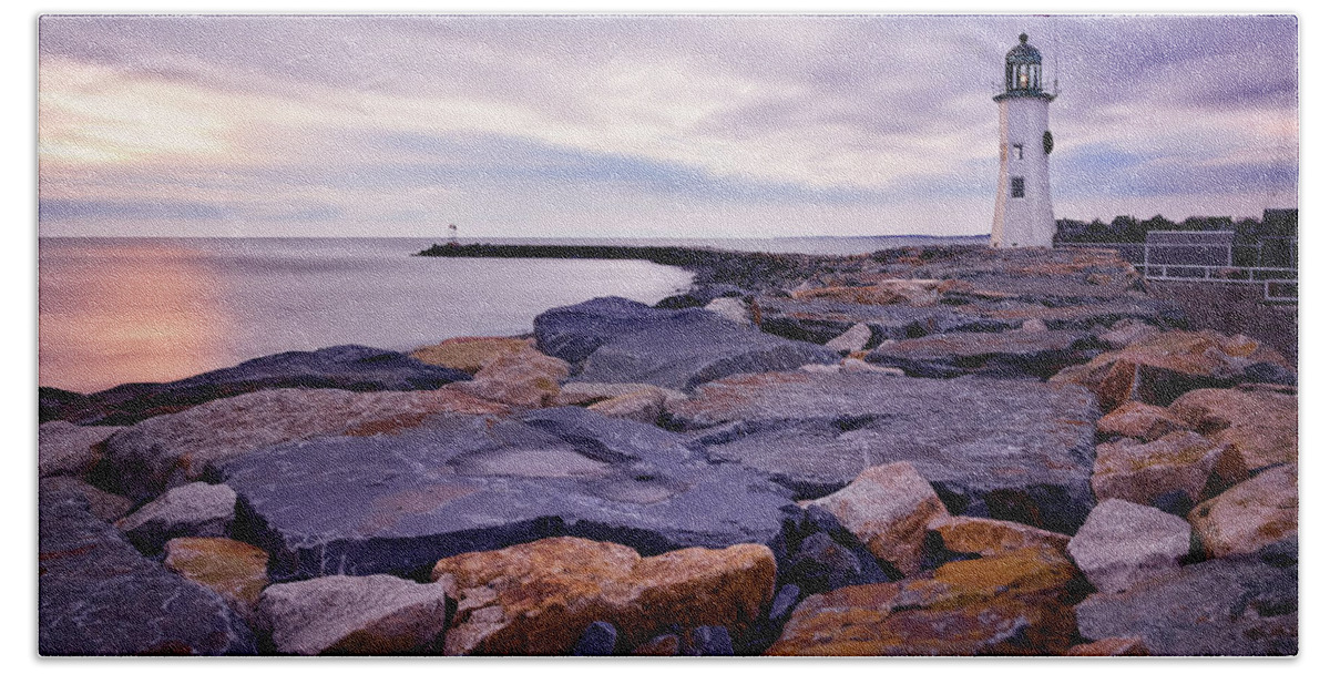 Old Beach Towel featuring the photograph Old Scituate Light at Sunrise by Betty Denise