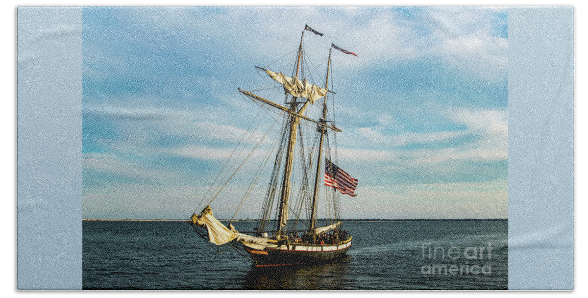 Old Beach Towel featuring the photograph Old Tall Ship in Pensacola Bay by Beachtown Views