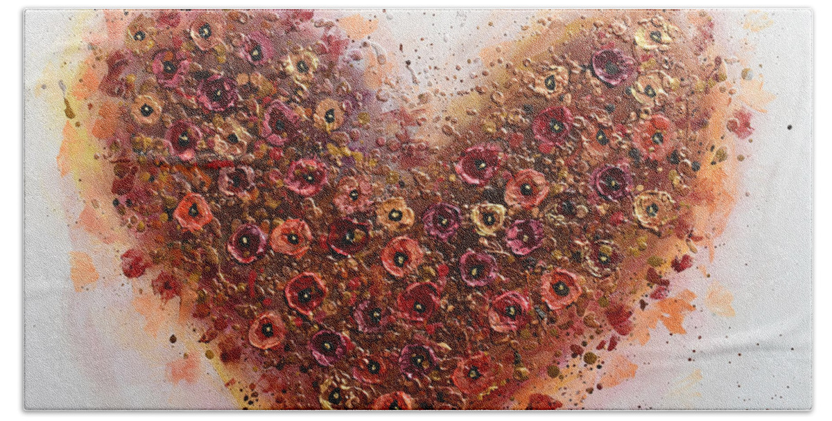 Heart Beach Towel featuring the painting One Love by Amanda Dagg