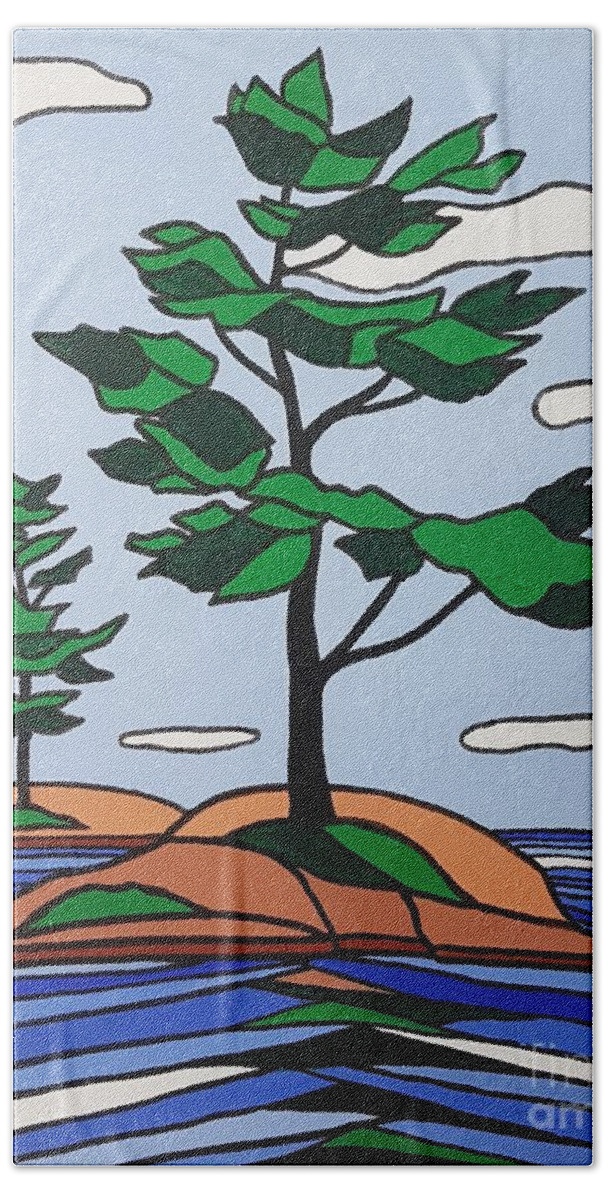 Landscape Beach Towel featuring the painting One Two Three by Petra Burgmann