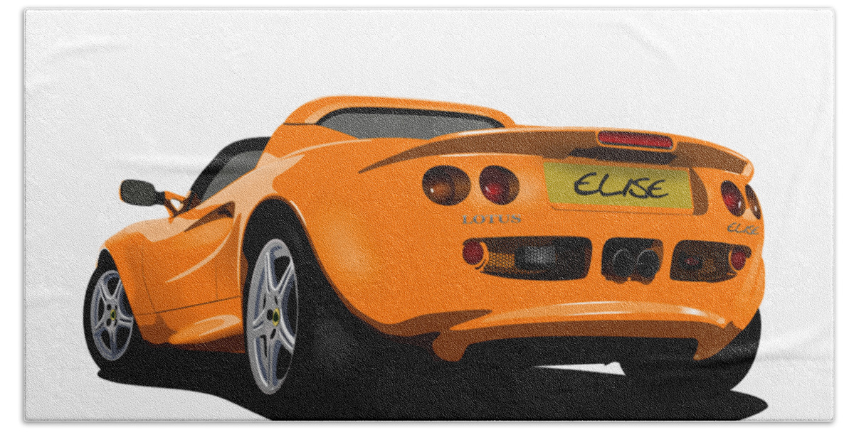 Sports Car Beach Towel featuring the digital art Orange S1 Series One Elise Classic Sports Car by Moospeed Art