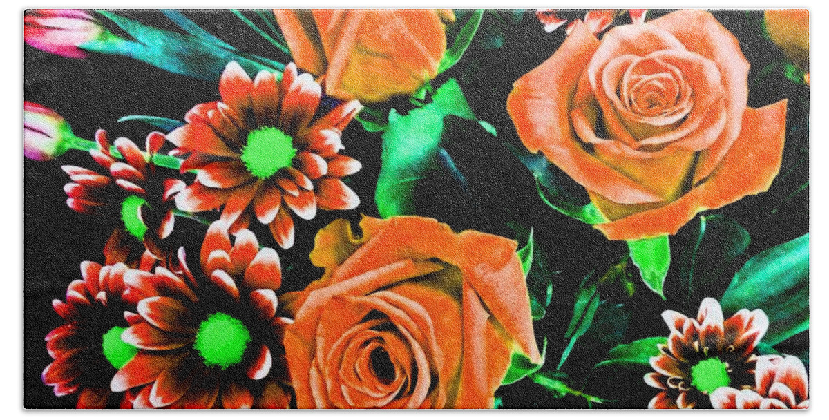 Flowers Beach Towel featuring the photograph Orange Roses by Andrew Lawrence