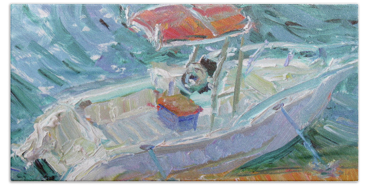 Boat Beach Towel featuring the painting Orange Top by John McCormick