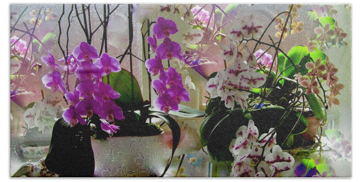 My Orchids Beach Sheet featuring the photograph Orchids, Orchids, And Orchids by Phyllis Kaltenbach