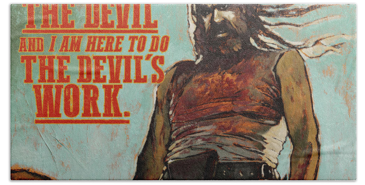 Hair Beach Towel featuring the painting Otis Driftwood - The Devil's Work by Sv Bell