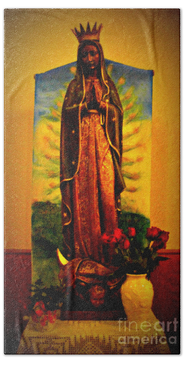 Lomography Beach Towel featuring the photograph Our Lady of Guadalupe - Lomography by Frank J Casella