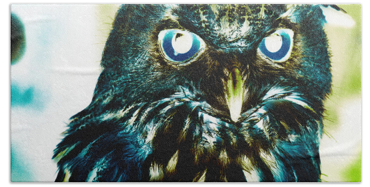 Negative Image Beach Towel featuring the photograph Owl by Bruce Block