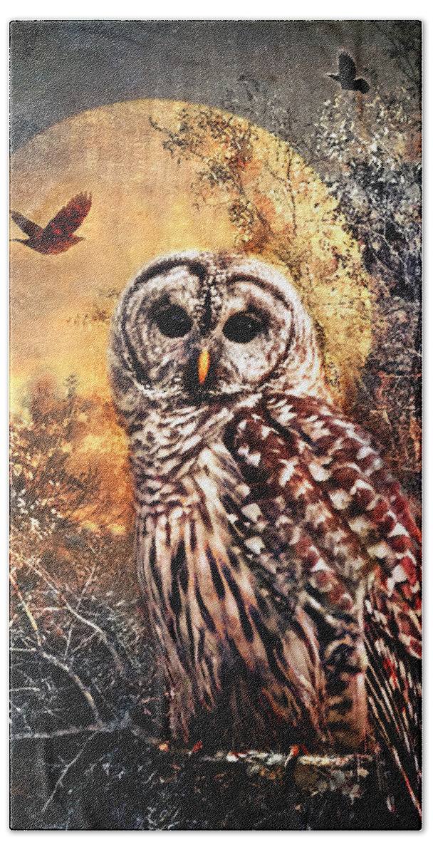 Photography Beach Towel featuring the photograph Owl in Moonlight by Shara Abel