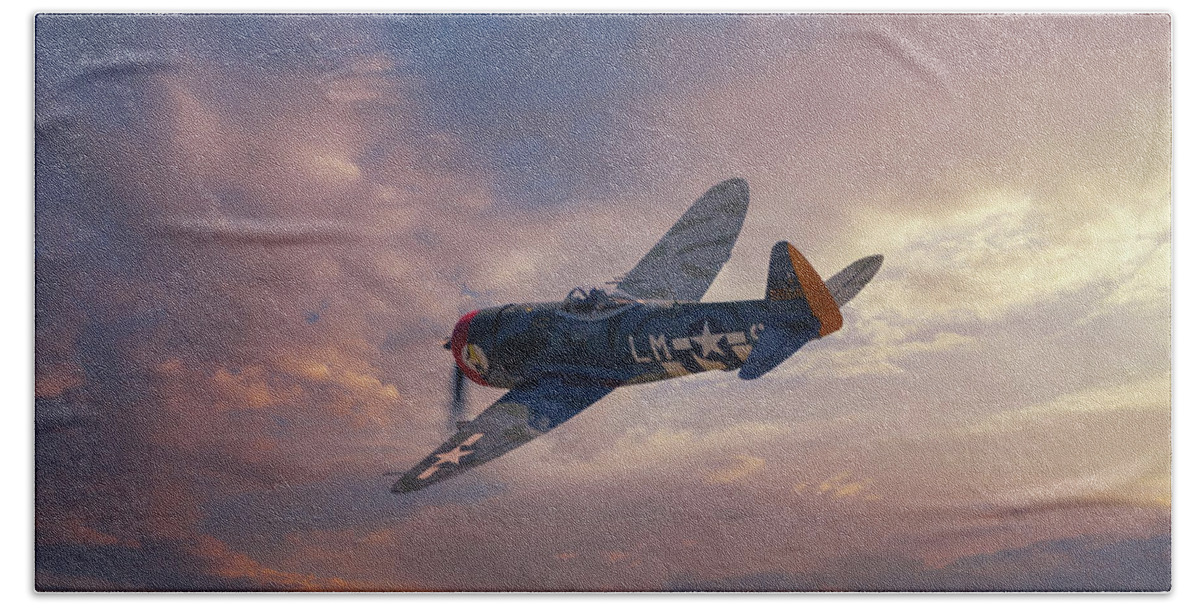 Air Beach Towel featuring the photograph P47 Thunderbolt, World War 2 Fighter Aircraft by Rick Deacon