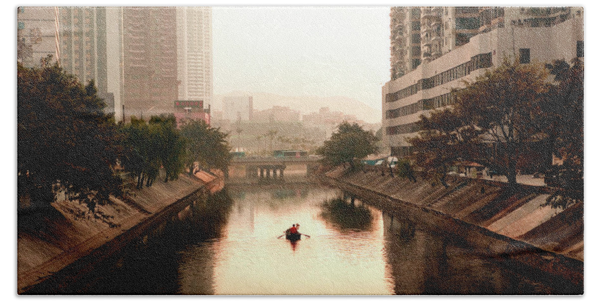 China Beach Towel featuring the photograph Paddling Down the River, Shenzhen by Mark Gomez