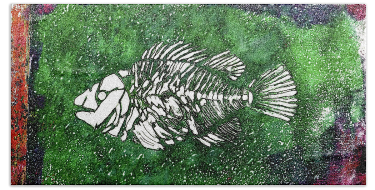 Paleo Fish Beach Sheet featuring the painting Paleo Fish #2 by Bellesouth Studio