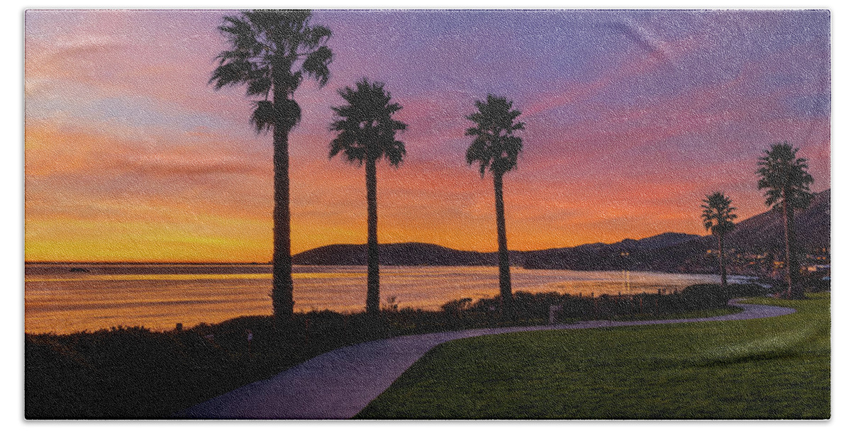 Sunset Beach Towel featuring the photograph Palms at Sunset by Mimi Ditchie