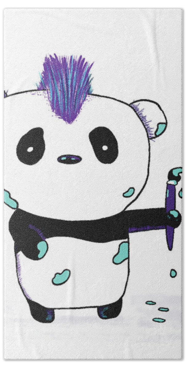 Nursery Art Beach Towel featuring the drawing Panda Nursery Art by Mike Mooney