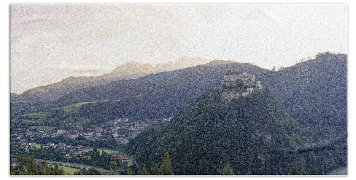 European Beach Towel featuring the photograph Panorama of Hohenwerfen Castle by Vaclav Sonnek