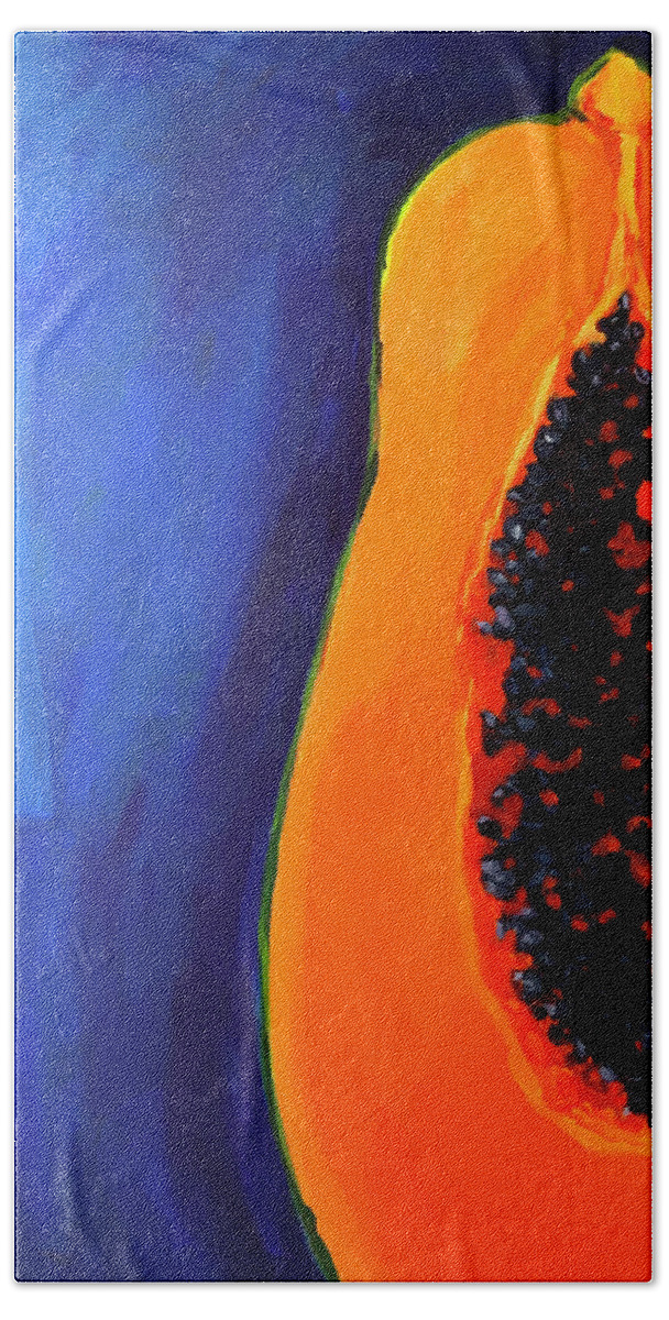 Papaya Beach Towel featuring the painting Papaya - Tropical Fruit Painting by Patricia Awapara