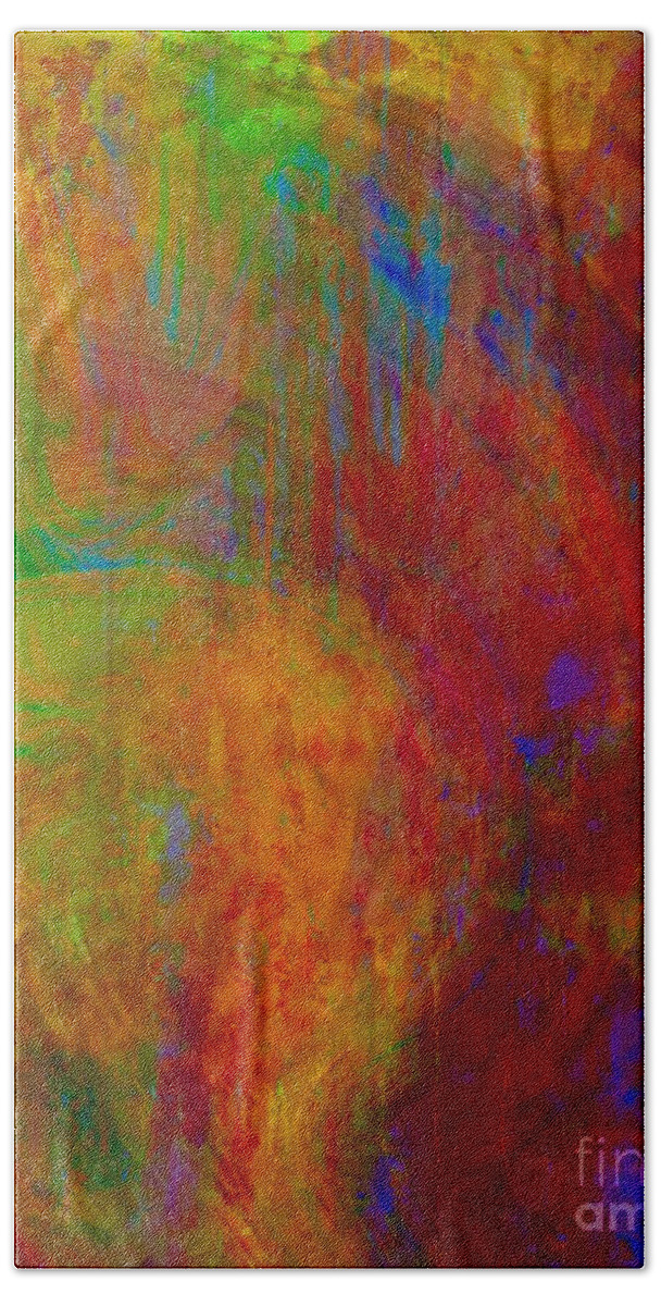 Painting-abstract Beach Towel featuring the painting Paradise Garden     by Catalina Walker