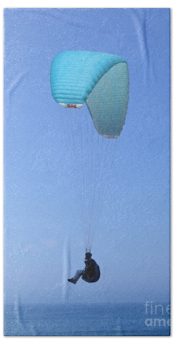 Paraglider Beach Towel featuring the photograph Paraglider Over Monterey Bay by James B Toy