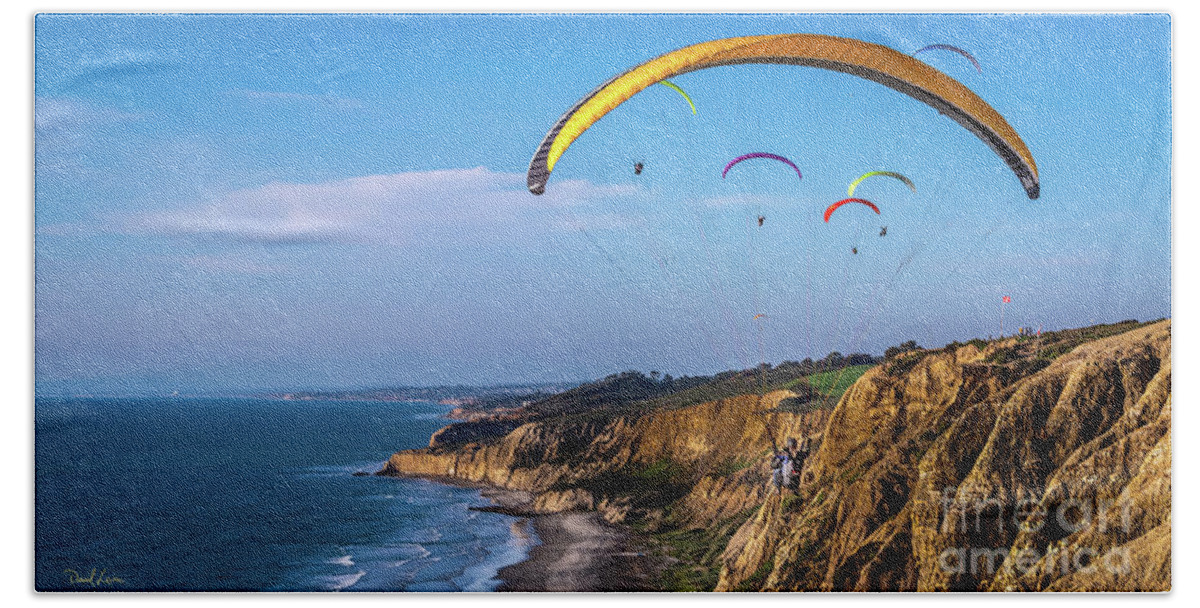 Beach Beach Towel featuring the photograph Paragliders Flying Over Torrey Pines by David Levin