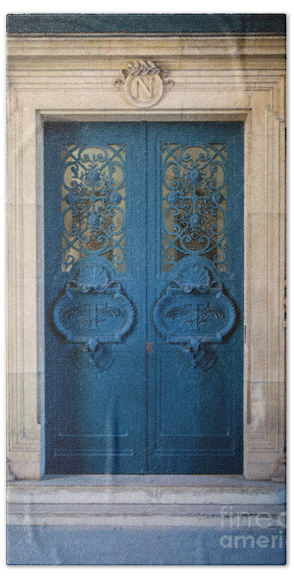 Paris Beach Towel featuring the photograph Paris Blue Doors by Brian Jannsen