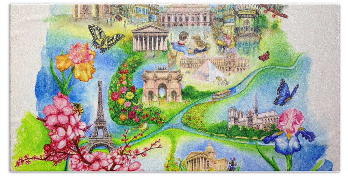 Paris Beach Towel featuring the painting Parisian Spring by Michelle Bien