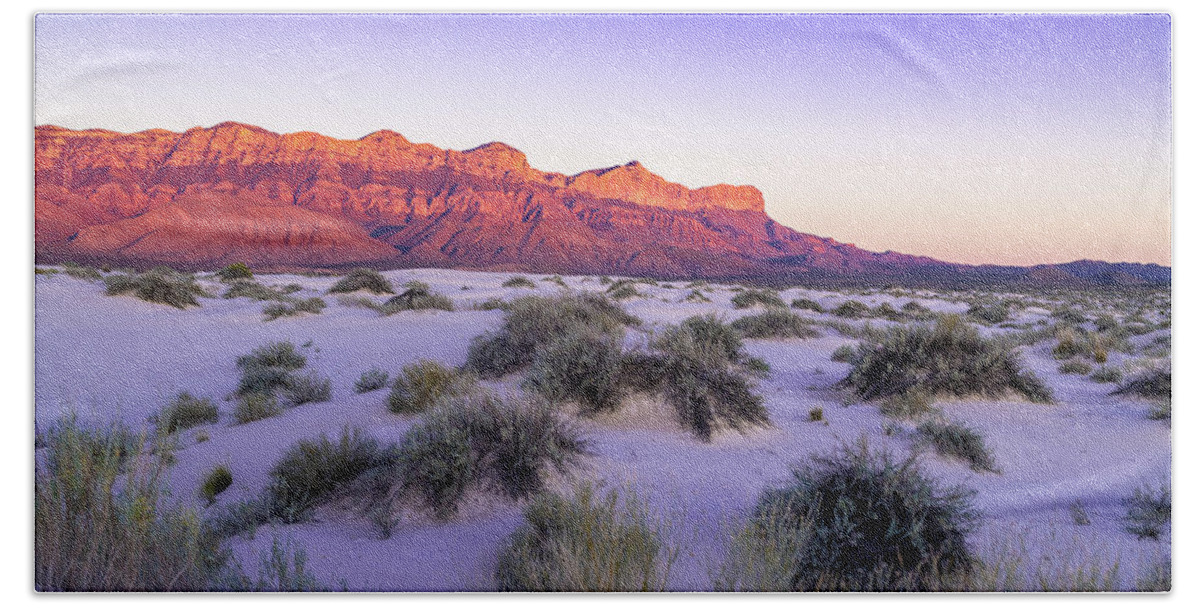 West Texas Beach Towel featuring the photograph Pastel Sky over Guadalupe Mountains by Erin K Images