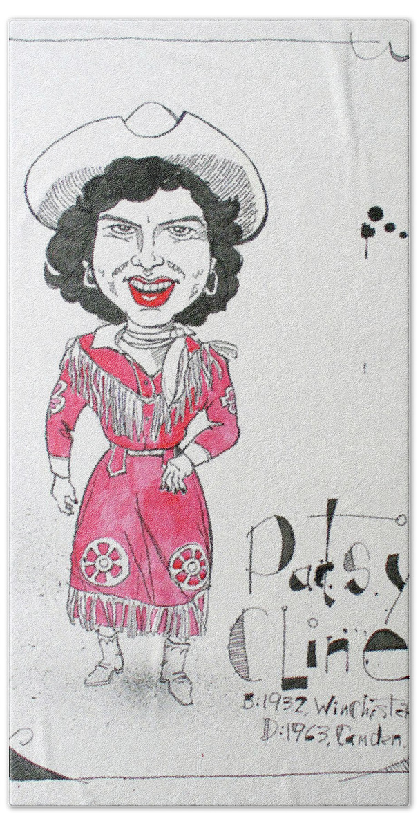  Beach Towel featuring the drawing Patsy Cline by Phil Mckenney