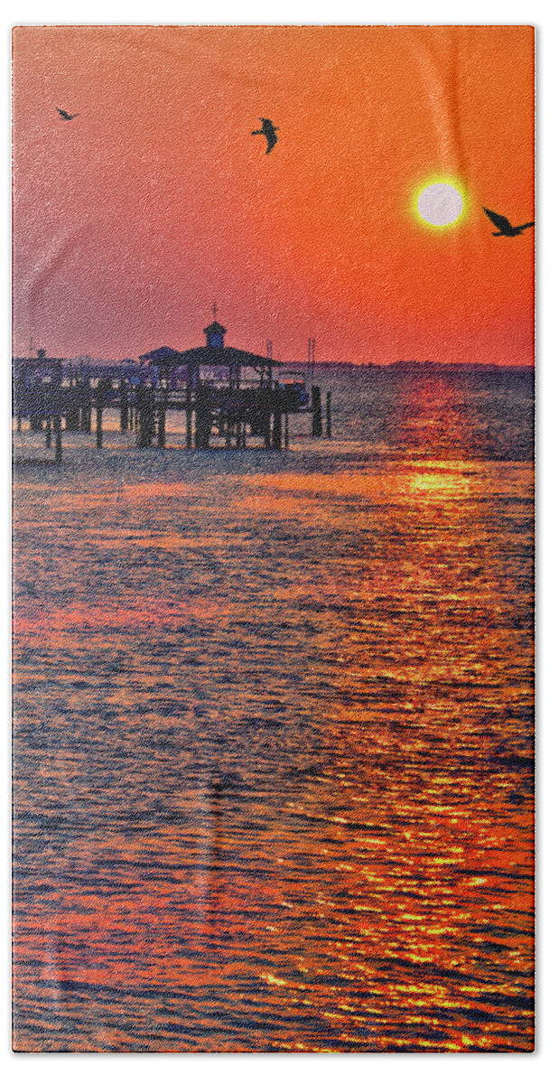 North Carolina Beach Towel featuring the photograph Peaceful Daybreak at Southport by Dan Carmichael