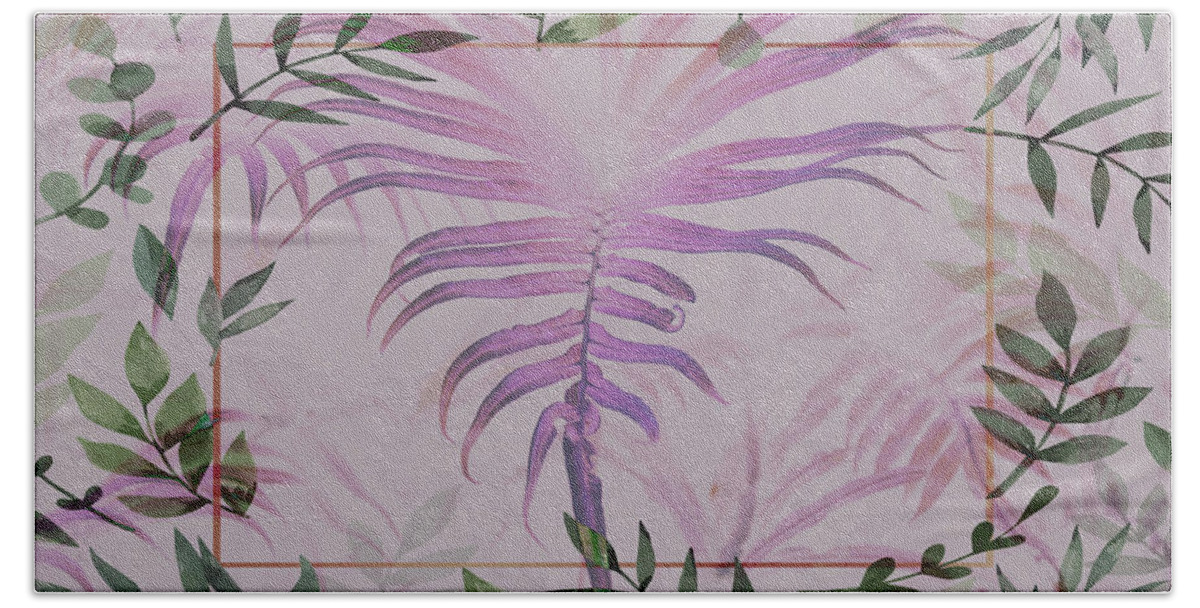 Fall Beach Towel featuring the digital art Peaceful Nature Art in Soft Ferns by Debra and Dave Vanderlaan
