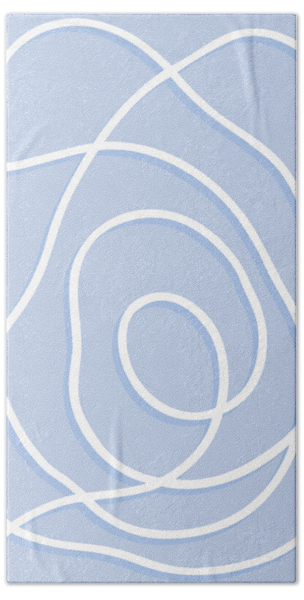 Nikita Coulombe Beach Towel featuring the painting Pearl Drop 6 in blue by Nikita Coulombe
