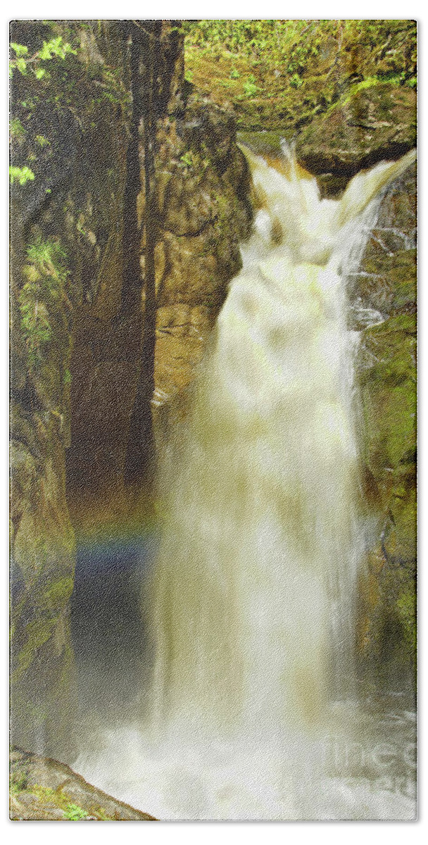 Hollybush Spout Beach Towel featuring the photograph Hollybush Spout waterfall at Ingleton, Yorkshire Dales. by David Birchall