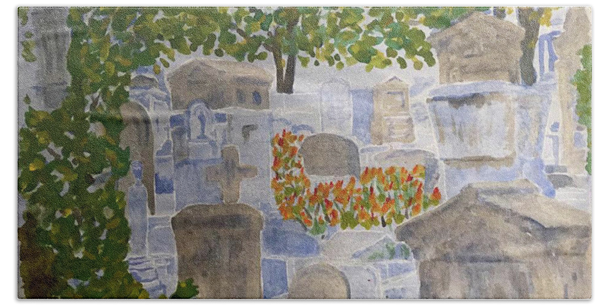  Beach Towel featuring the painting Pere Lachaise Cemetary by John Macarthur