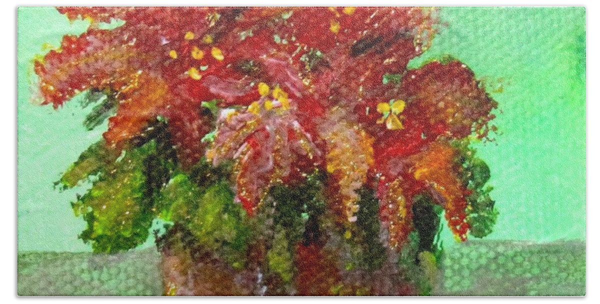 Poinsettia Beach Sheet featuring the painting Perfect Poinsettias by Laurie Morgan