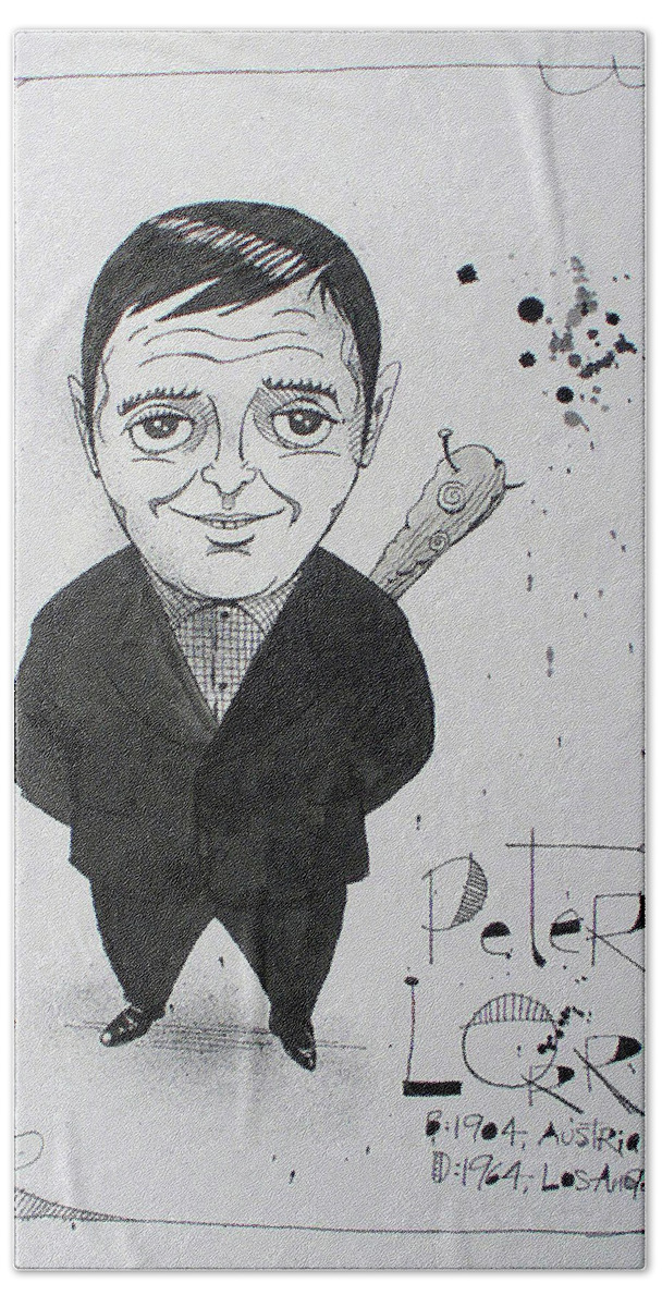  Beach Towel featuring the drawing Peter Lorre by Phil Mckenney