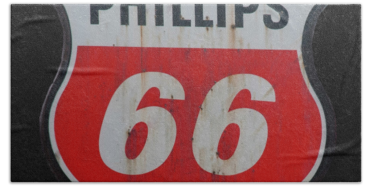 Phillips 66 Sign Beach Towel featuring the photograph Phillips 66 sign by Flees Photos