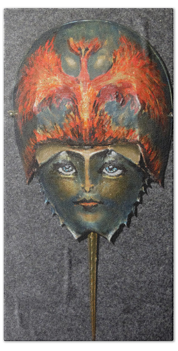  Beach Towel featuring the painting Phoenix Helmeted Warrior Princess by Roger Swezey