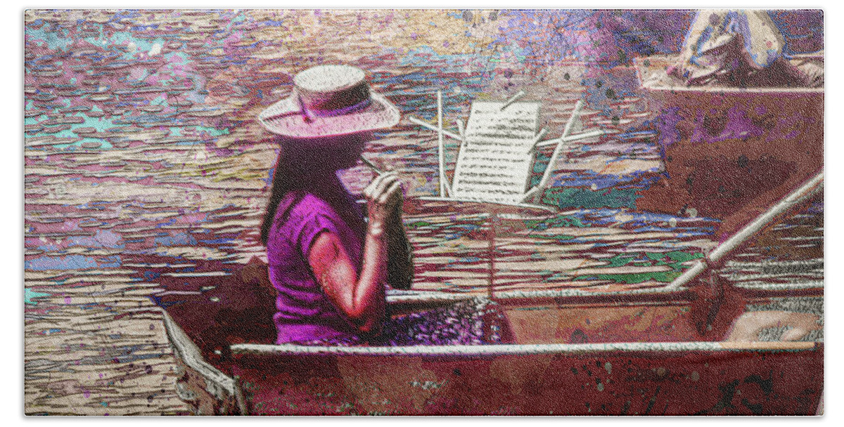 Central Beach Towel featuring the digital art Piccolo Player by Anthony Ellis
