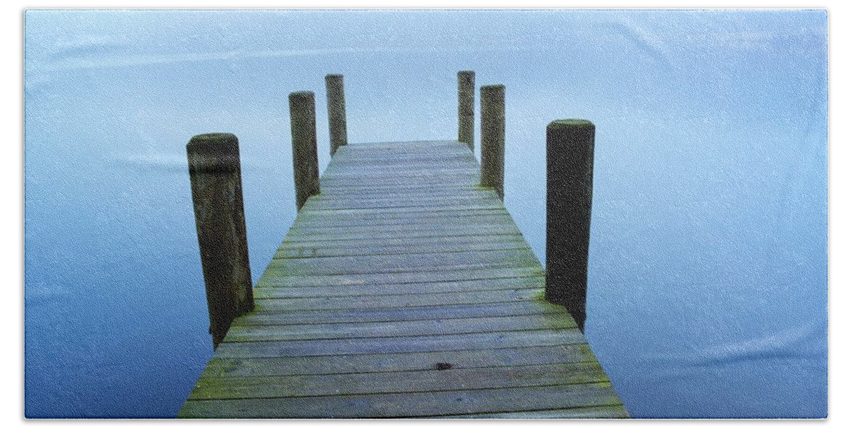 Fog Beach Towel featuring the photograph Pier Into the Mist by Addison Likins