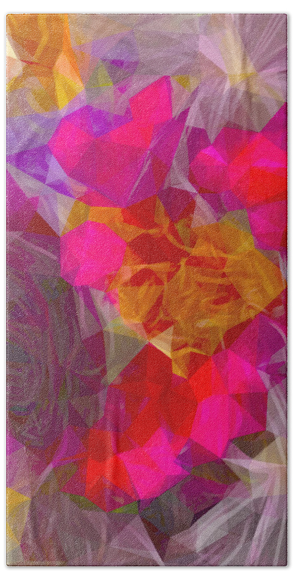 Digital Art Abstract Beach Towel featuring the digital art Pink Abstract Abbey by Gayle Price Thomas