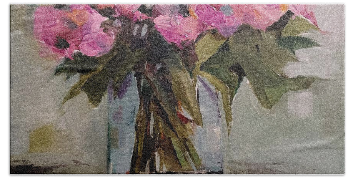 Flowers Beach Towel featuring the painting Pink Azaleas by Sheila Romard
