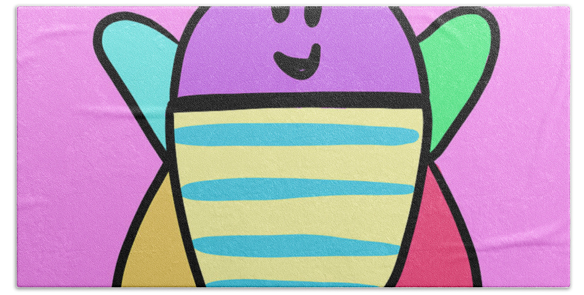 Bug Beach Towel featuring the digital art Pink Bug by Ashley Rice