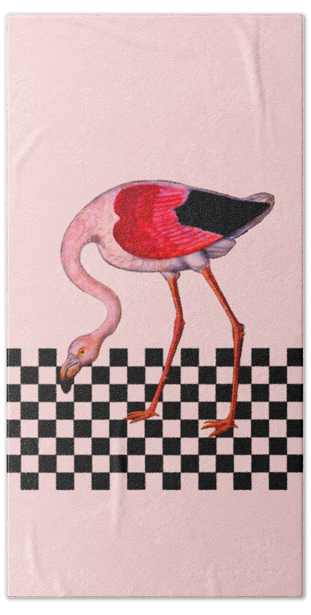 Flamingo Beach Towel featuring the digital art Pink Flamingo by Madame Memento