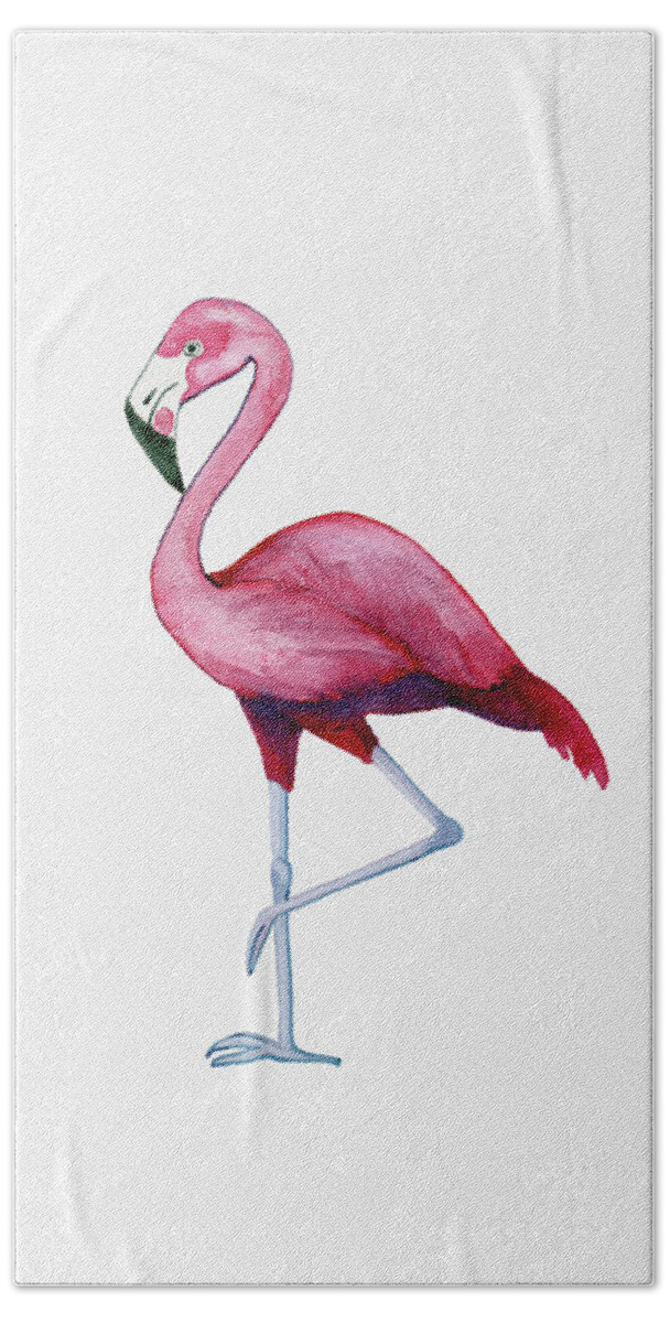 Flamingo Beach Towel featuring the painting Pink Flamingo by Michele Fritz